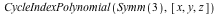 CycleIndexPolynomial(Symm(3), [x, y, z])