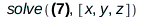 solve([`+`(`*`(5, `*`(y)), `-`(5), `*`(5, `*`(z))) = 0, `+`(`*`(6, `*`(z)), `-`(14), `-`(`*`(5, `*`(x)))) = 0, `+`(`-`(`*`(5, `*`(x))), `-`(8), `-`(`*`(6, `*`(y)))) = 0], [x, y, z]); 