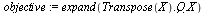 `assign`(objective, expand(Typesetting:-delayDotProduct(Typesetting:-delayDotProduct(Transpose(X), Q), X)))
