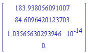 Vector(4, {(1) = 183.938056091007, (2) = 84.6096420123703, (3) = 0.1035656303e-13, (4) = 0.})