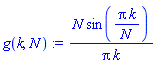 g(k, N) := N*sin(Pi*k/N)/(Pi*k)