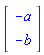 Vector(2, {(1) = -a, (2) = -b})