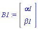 B1 := Vector(2, {(1) = alpha1, (2) = beta1})