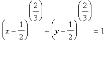 (x-1/2)^(2/3)+(y-1/2)^(2/3) = 1
