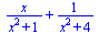 `+`(`/`(`*`(x), `*`(`+`(`*`(`^`(x, 2)), 1))), `/`(1, `*`(`+`(`*`(`^`(x, 2)), 4))))