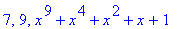 7, 9, x^9+x^4+x^2+x+1