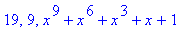 19, 9, x^9+x^6+x^3+x+1