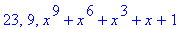 23, 9, x^9+x^6+x^3+x+1