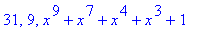 31, 9, x^9+x^7+x^4+x^3+1
