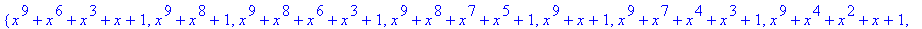 {x^9+x^6+x^3+x+1, x^9+x^8+1, x^9+x^8+x^6+x^3+1, x^9...