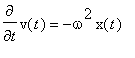diff(v(t),t) = -omega^2*x(t)