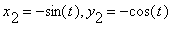 x[2] = -sin(t), y[2] = -cos(t)