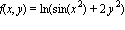 f(x, y) = ln(sin(x^2)+2*y^2)