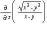 Diff(sqrt(x^2-y^2)/(x-y), x)