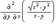 Diff(sqrt(x^2-y^2)/(x-y), x, y)