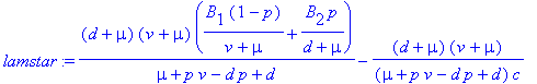 lamstar := (d+mu)*(v+mu)*(B[1]*(1-p)/(v+mu)+B[2]*p/...