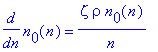 diff(n[0](n),n) = zeta*rho*n[0](n)/n