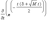 diff(exp(-t*(delta+sqrt(M)*t)/2),t)