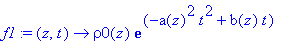 f1 := proc (z, t) options operator, arrow; rho0(z)*exp(-a(z)^2*t^2+b(z)*t) end proc