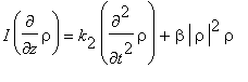 I*diff(rho,z) = k[2]*diff(rho,`$`(t,2))+beta*abs(rho)^2*rho
