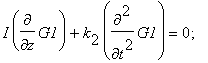 I*diff(G1,z)+k[2]*diff(G1,`$`(t,2)) = 0; 2*k[2]*diff(F2,`$`(t,2))-beta*G1*`G1*` = 0; I*diff(G3,z)+k[2]*diff(G3,`$`(t,2))+[I*Dz+k[2]*Dt^2]*G1*F2 = 0; 2*k[2]*diff(F4,`$`(t,2))+Dt^2*F2F2-beta*(G3*`G1*`+G1...