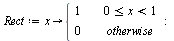 `:=`(Rect, proc (x) options operator, arrow; piecewise(`and`(`<=`(0, x), `<`(x, 1)), 1, 0) end proc); -1
