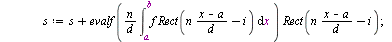 `:=`(RectE, proc (f, ab, n) local a, b, i, j, d, s, x, L; `:=`(x, lhs(ab)); `:=`(a, lhs(rhs(ab))); `:=`(b, rhs(rhs(ab))); `:=`(d, `+`(b, `-`(a))); `:=`(L, []); `:=`(s, 0); for i from 0 to `+`(n, `-`(1...