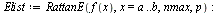 `:=`(Elist, RattanE(f(x), x = a .. b, nmax, p)); -1
