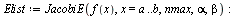 `:=`(Elist, JacobiE(f(x), x = a .. b, nmax, alpha, beta)); -1